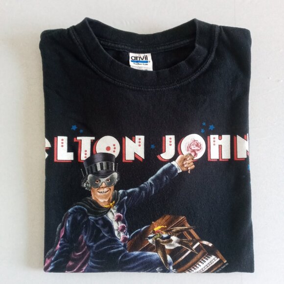 Vintage 2008  Elton John Piano Man  Canadian Tour  black T Shirt Size Medium - Picture 8 of 8
